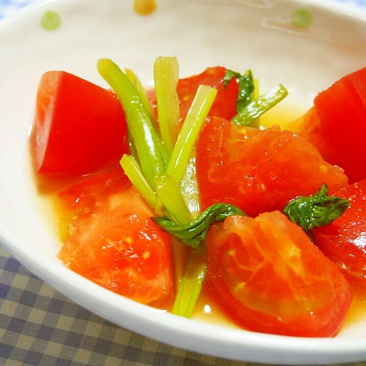 小松菜・トマトの煮びたし♪わさび入り♪